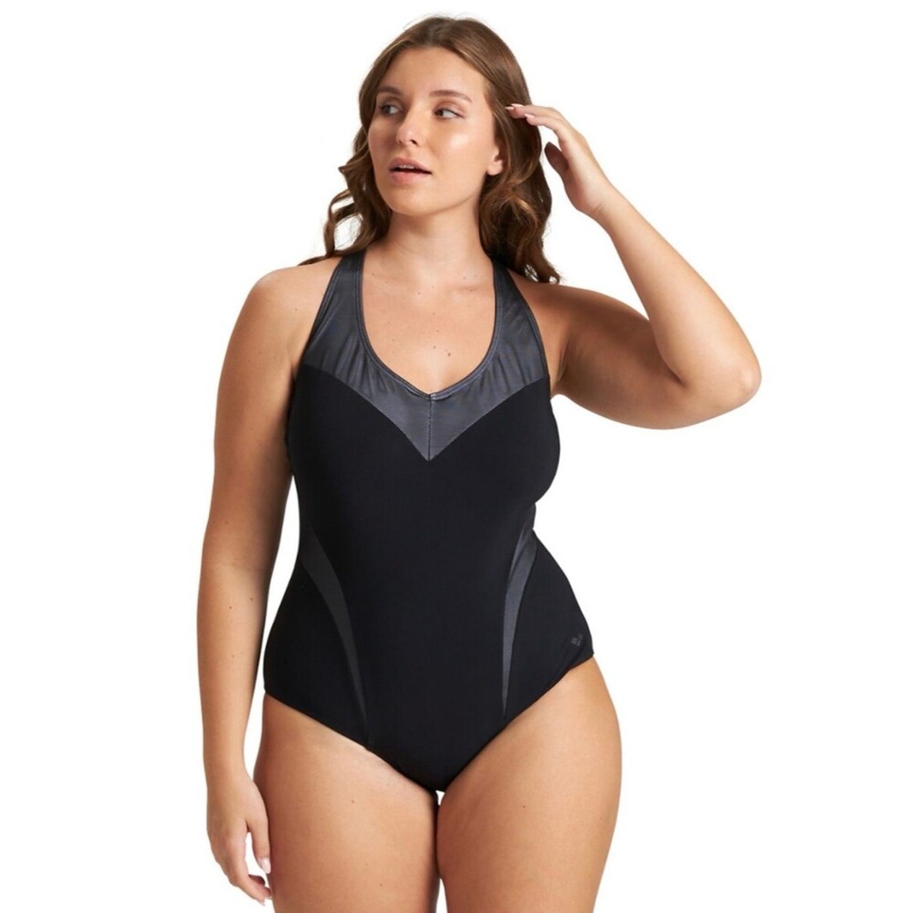 Arena Isabel Light Cross Back Black One-Piece Swimsuit 3X 24W-26W NWT